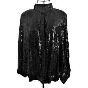 Vintage 70's Candlelight 100% Silk Sequin Batwing Sleeve Jacket Goth Disco Glam